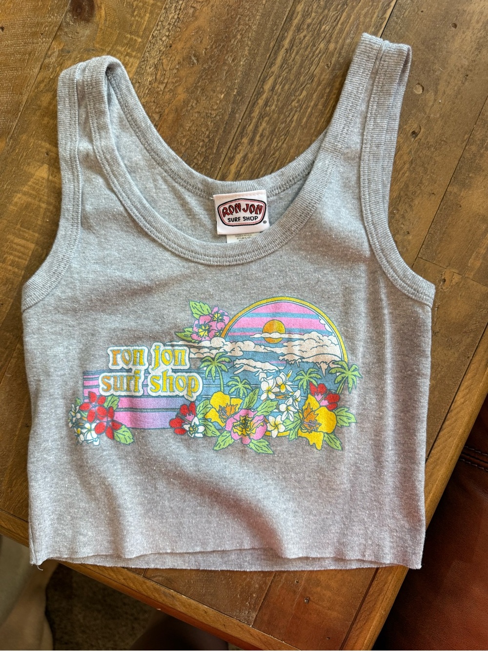 Ron Jon Grey Tank Top with Colorful Tropical Graphic